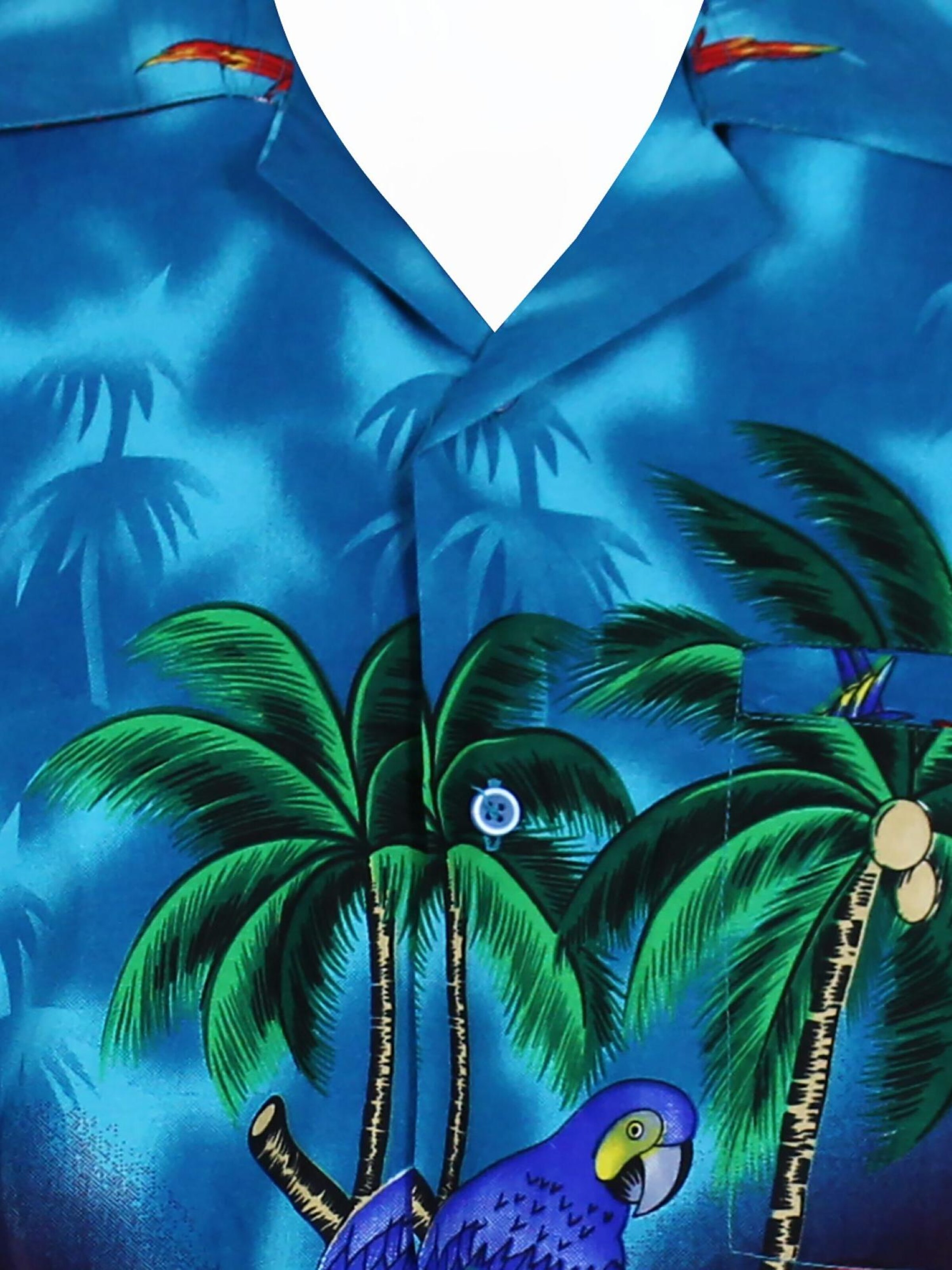 King Kameha Shirt 'Parrot'‌‌‌ in Blau