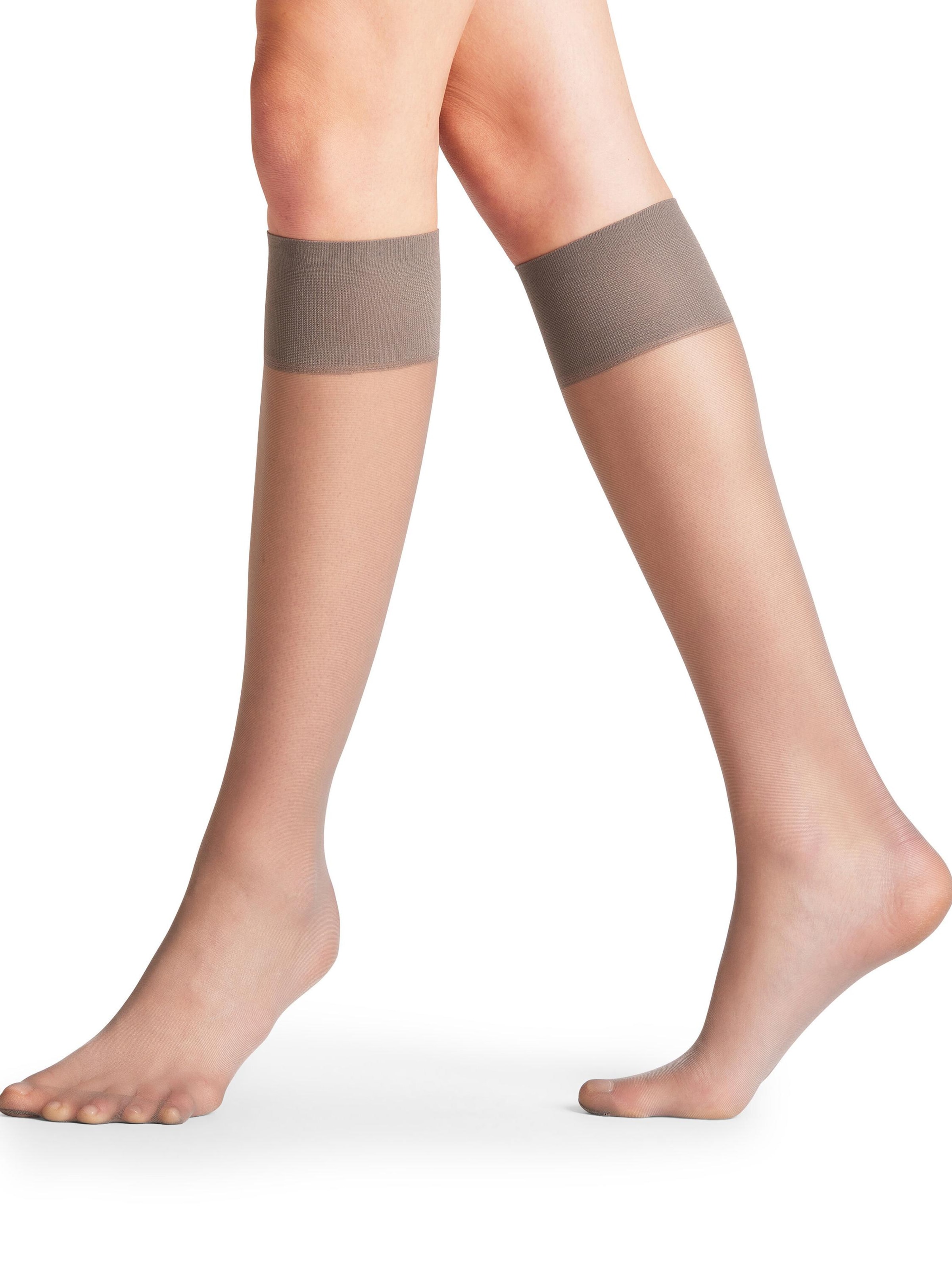 FALKE Knee High Socks 'Pure Matt' in Grey: front