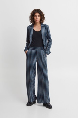 ICHI Wide leg Trousers with creases 'KATE' in Blue