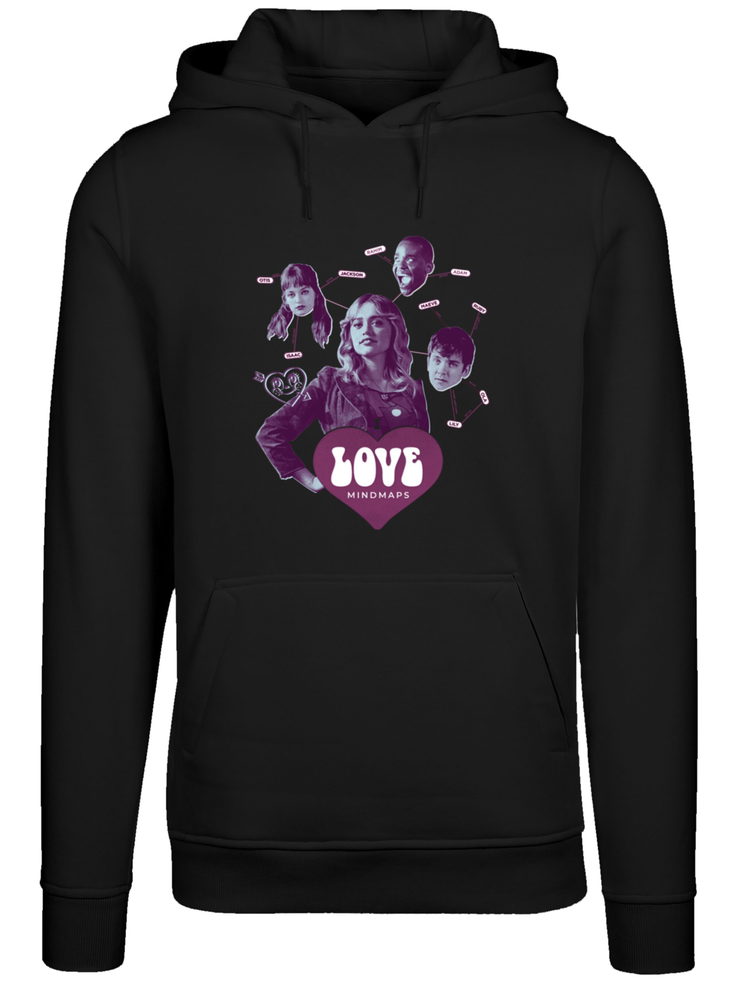 F4NT4STIC Sweatshirt 'Sex Education Love Mindmaps Netflix TV Series' in Black: front