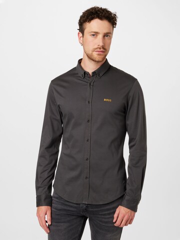 BOSS Regular Fit Hemd 'BIADO' in Grau: Vorderseite