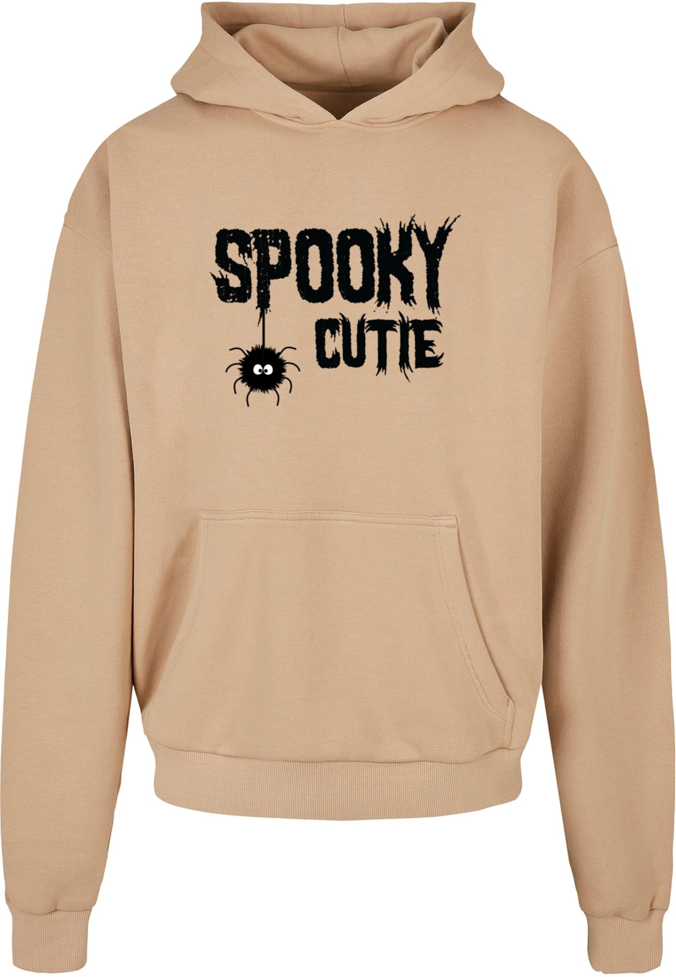 Merchcode Sweatshirt 'Halloween - Spooky Cutie' in Beige: voorkant