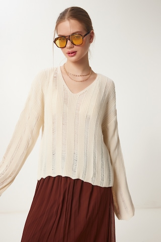 Pull-over Happiness İstanbul en beige : devant