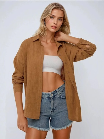 Camicia da donna di Hiccup in marrone: frontale