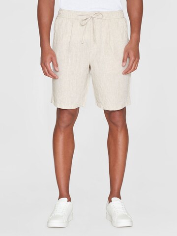 KnowledgeCotton Apparel Loose fit Pants in Beige: front