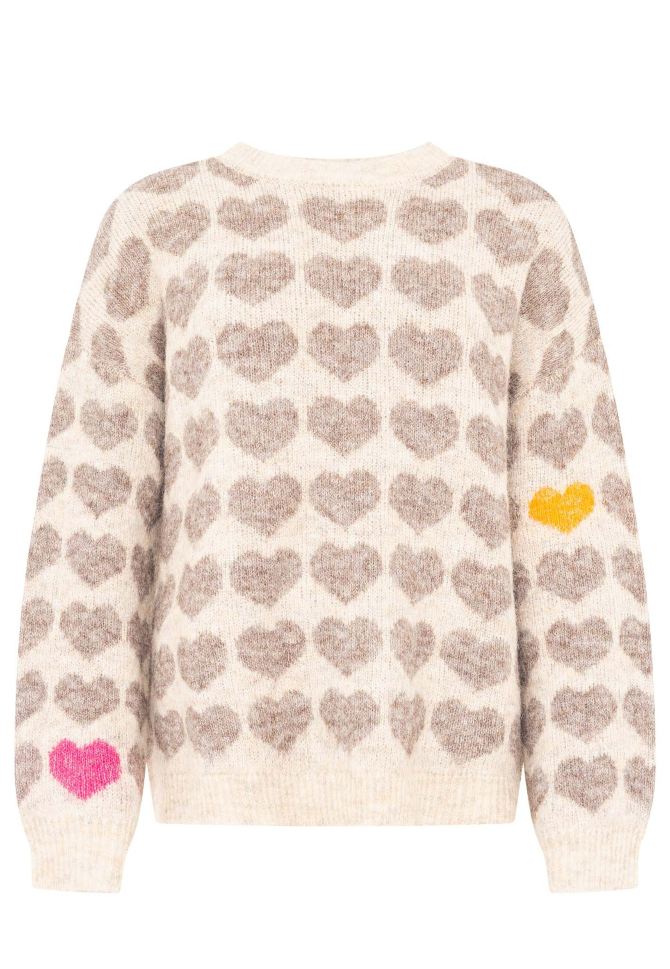 Zwillingsherz Strickpullover Pullover hearts in Beige: Vorderseite