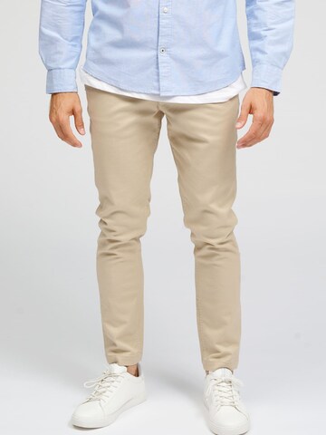 TeeShoppen Slim fit Chino Pants in Beige: front