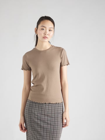 PIECES T-shirt 'NICCA' i brun: framsida