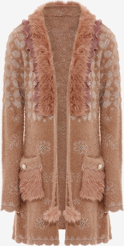 faina Knit Cardigan in Orange: front