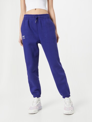 Effilé Pantalon de sport 'Essential' UNDER ARMOUR en bleu : devant