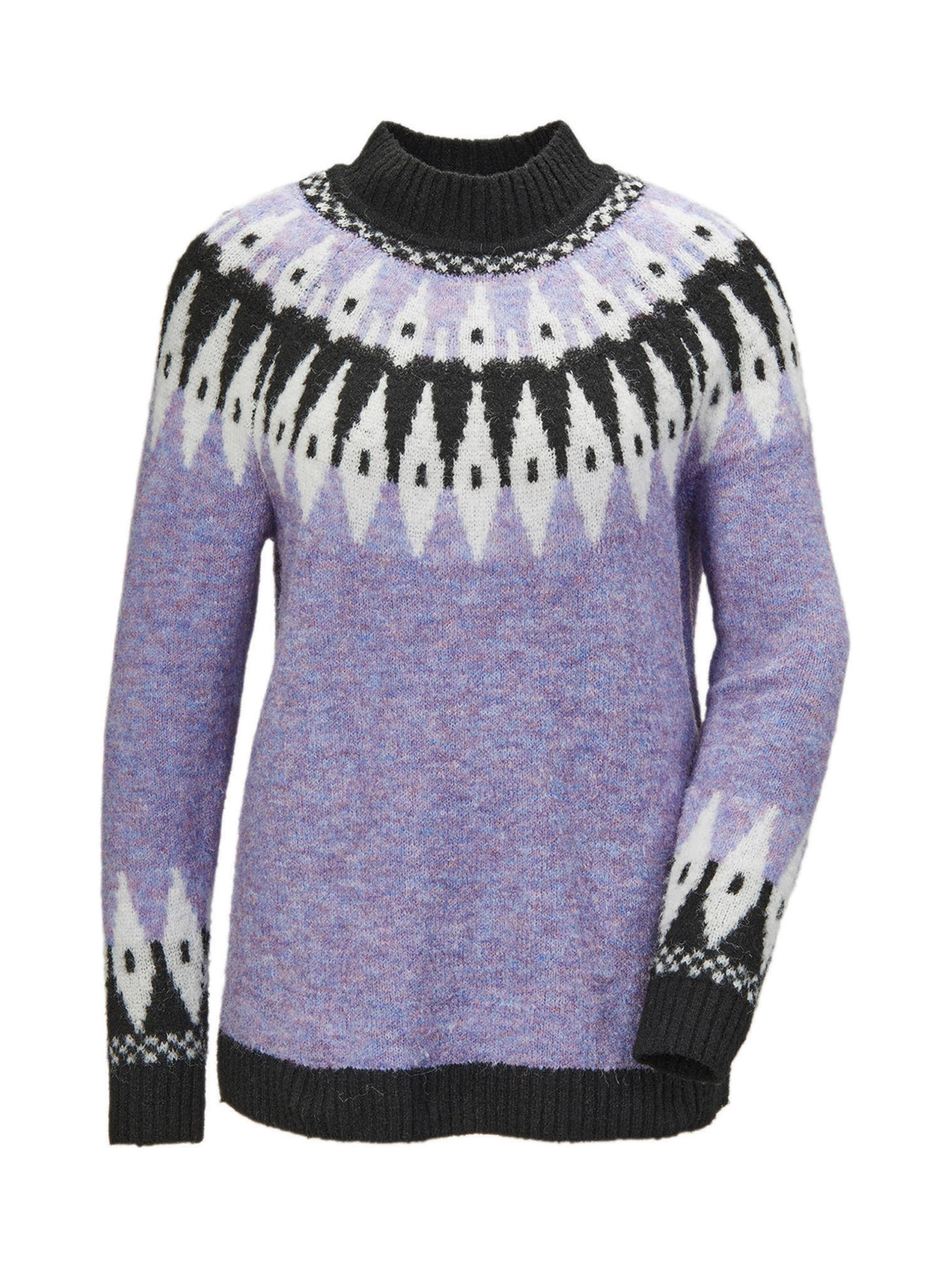 Goldner Pullover in Lila: Vorderseite
