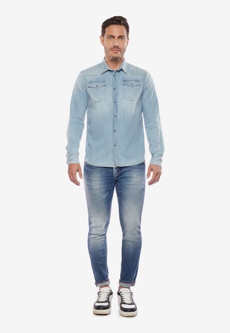 Le Temps Des Cerises Regular Fit Jeanshemd in Blau