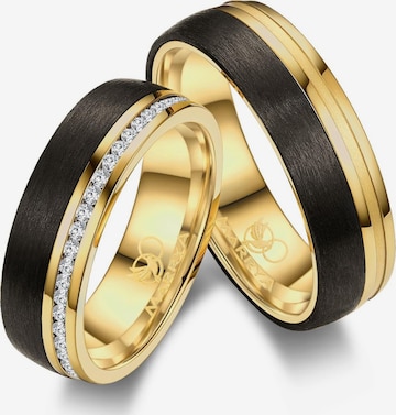 MARRYA Ring 'MARRYA CA-02 Ehering aus Carbon + Edelstahl - Schwarz - Gold Farben' in Gold: front