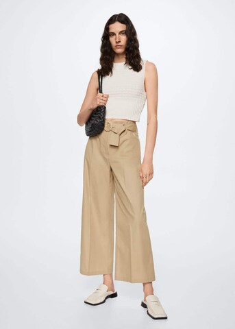 Wide Leg Pantalon à plis 'Minimal' MANGO en beige