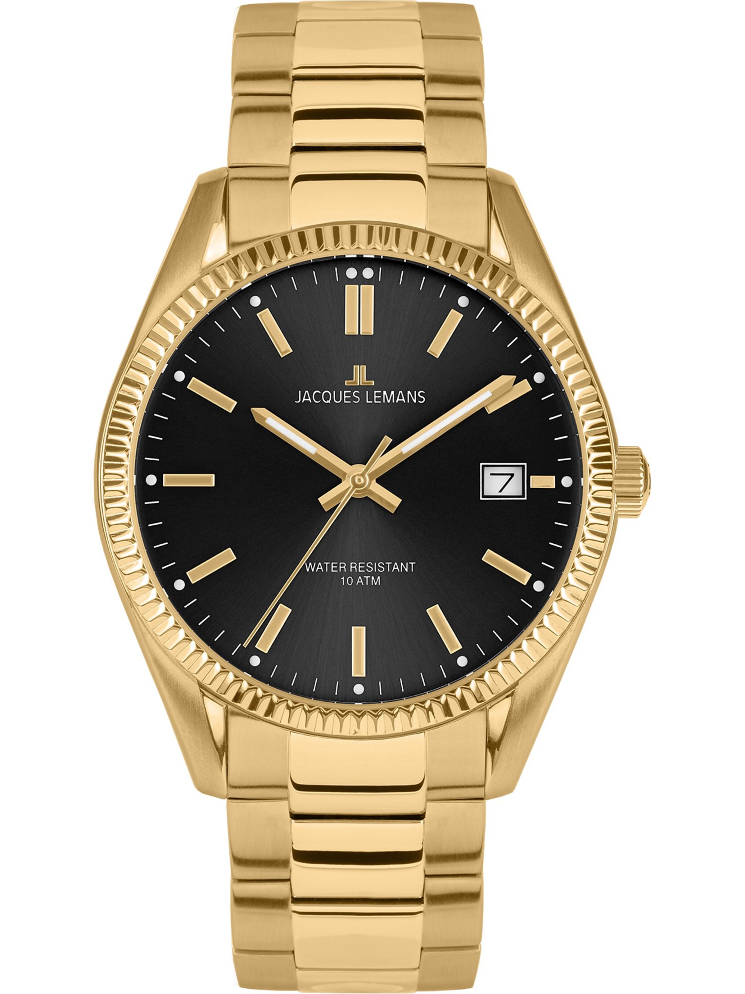 Jacques Lemans Analoguhr in Gold: Vorderseite