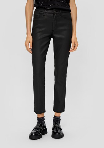 Coupe slim Pantalon 'Betsy' s.Oliver BLACK LABEL en noir : devant