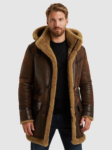 PME Legend Övergångsjacka 'Long Lammy leather jacket' i brun: framsida