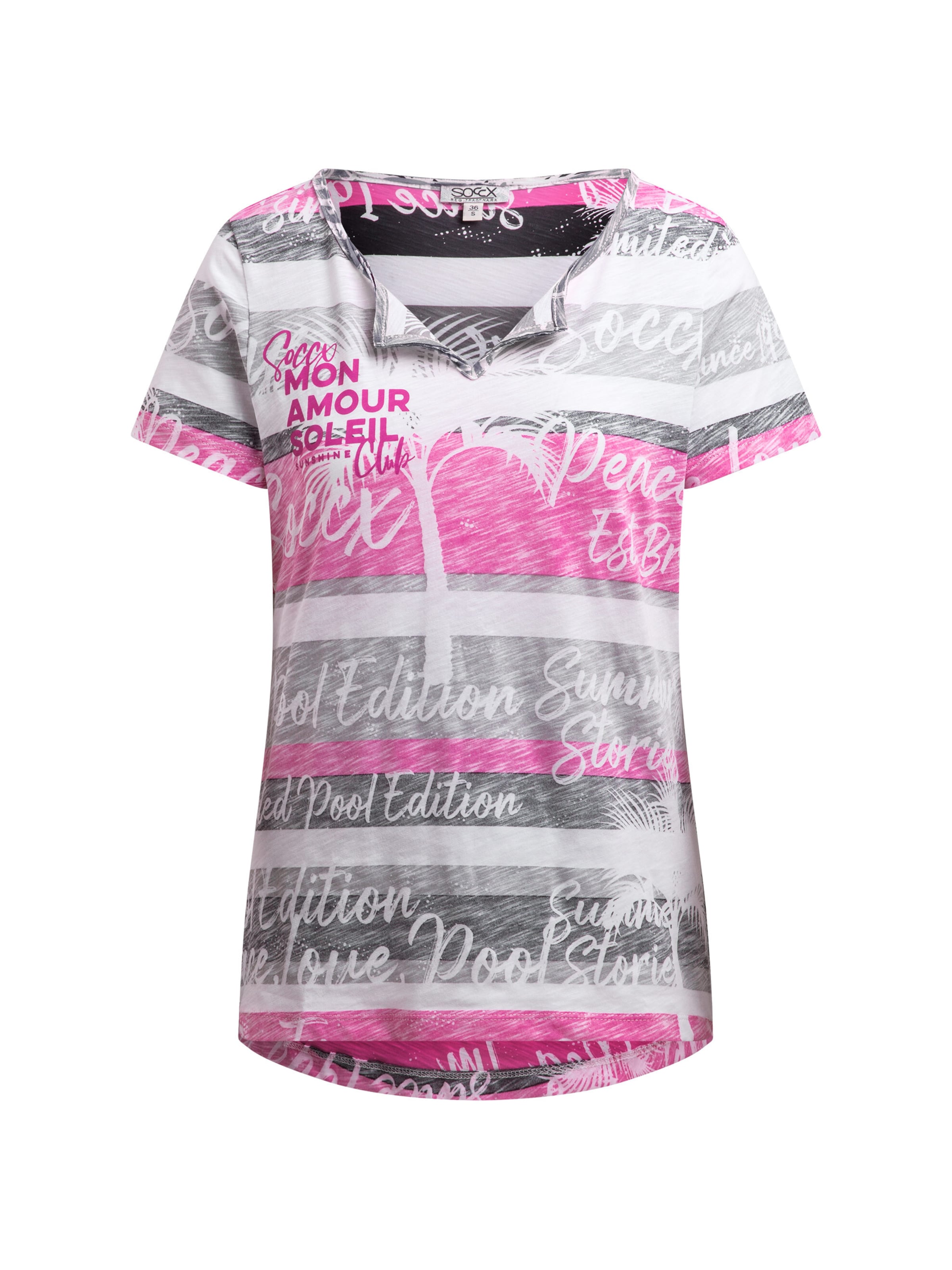 Soccx T-Shirt mit Streifen- und All-Over-Print in Schwarz: Vorderseite