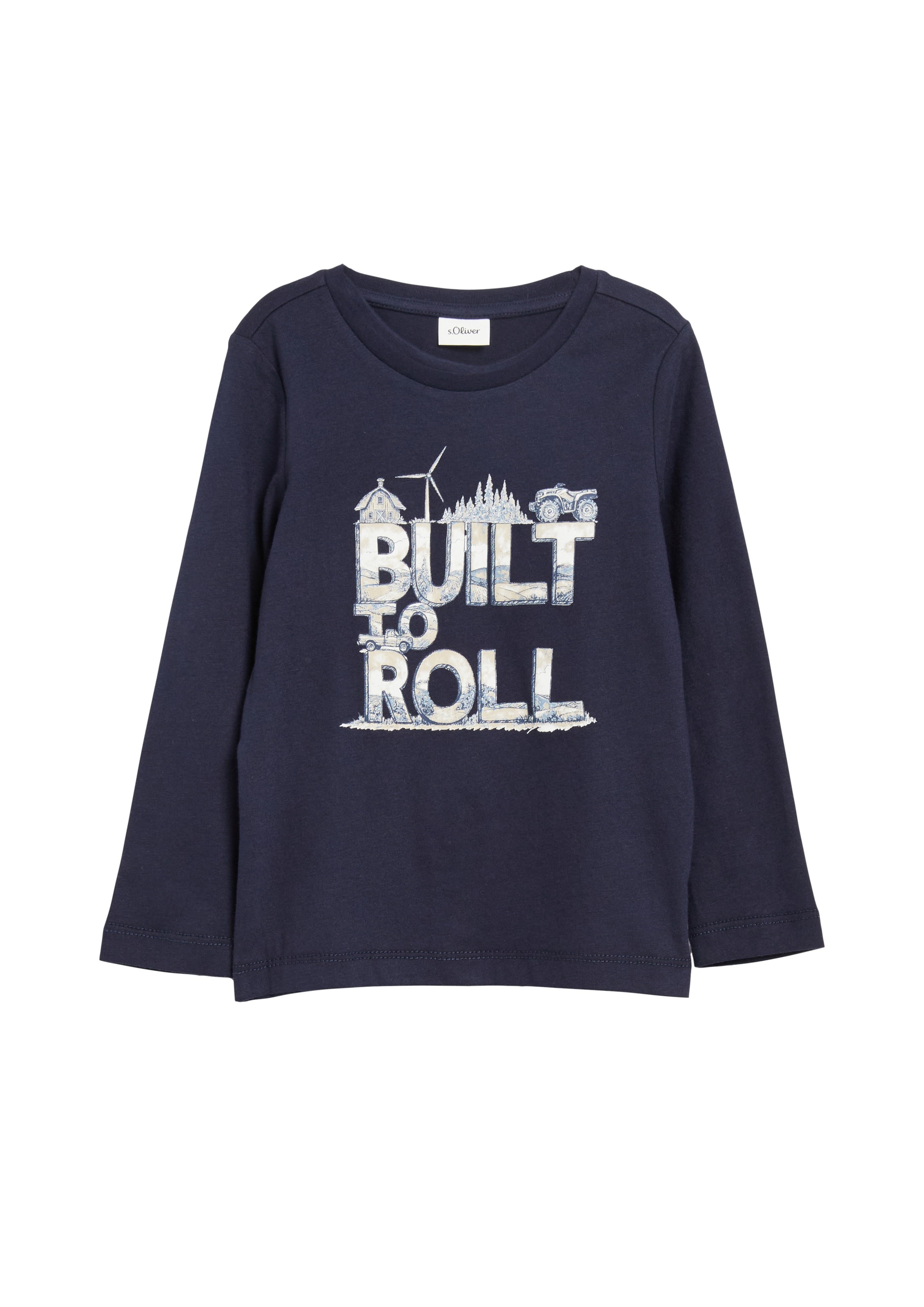 s.Oliver T-Shirt en 104-110 en écru / bleu marine / bleu-gris, Vue avec produit