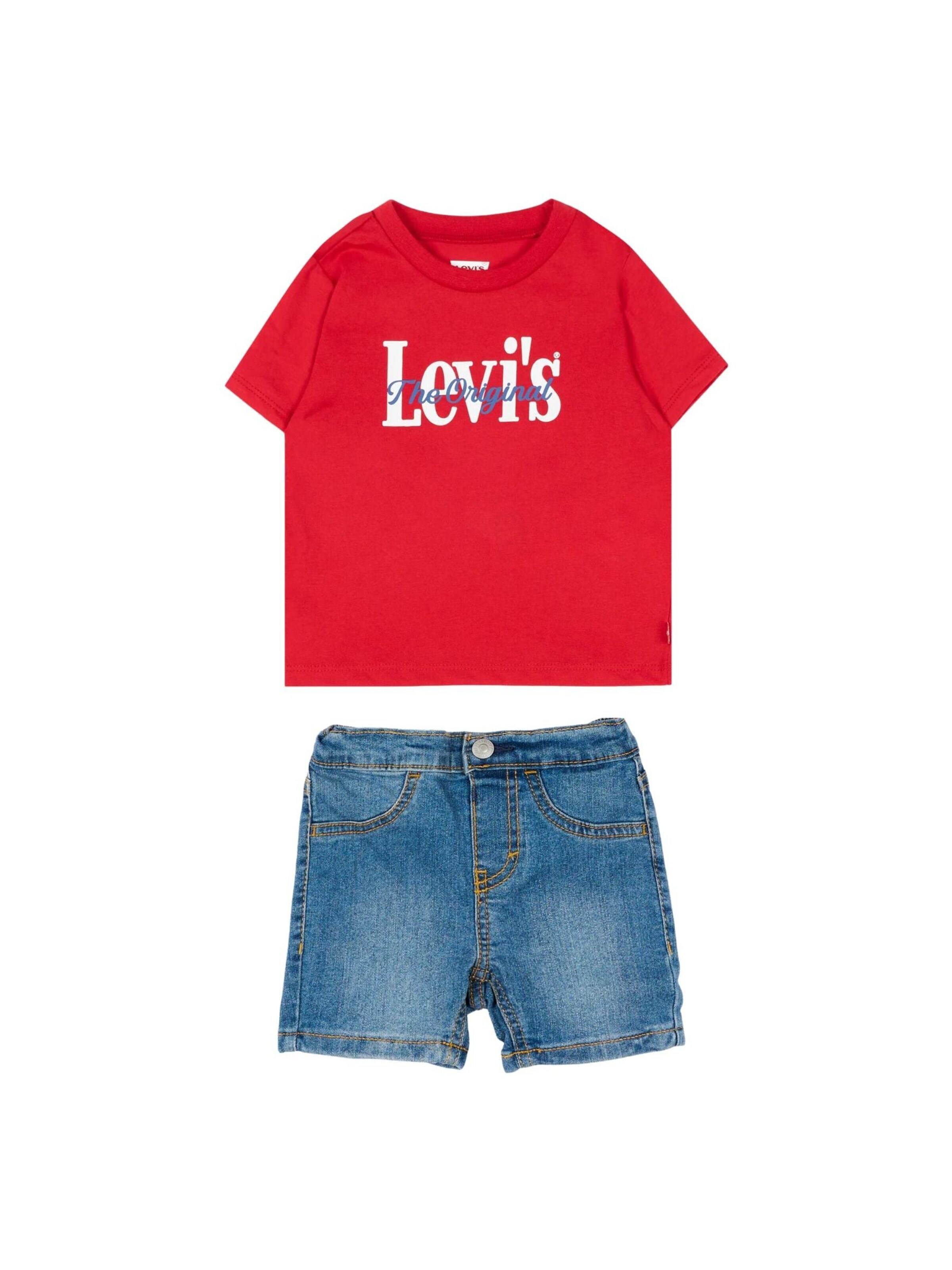 Levi's Kids Zestaw 'LVB HP AOP LOGO TEE & SHORT' w kolorze czerwony: przód