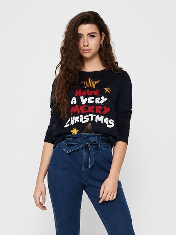 ONLY Sweater 'Xmas Rudolf' in Blue: front