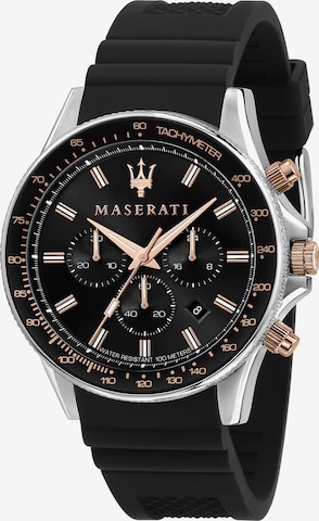 Maserati Uhr 'Sfida' in Schwarz: predná strana