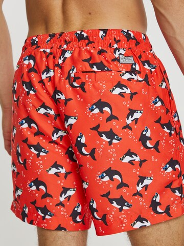 Threadbare Swim Trunks 'Killer Whale' in Red