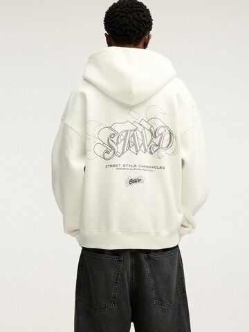 Sweat-shirt 'STWD' Pull&Bear en blanc : devant