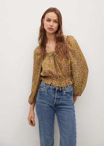 MANGO Blouse 'Plise' in Groen: voorkant