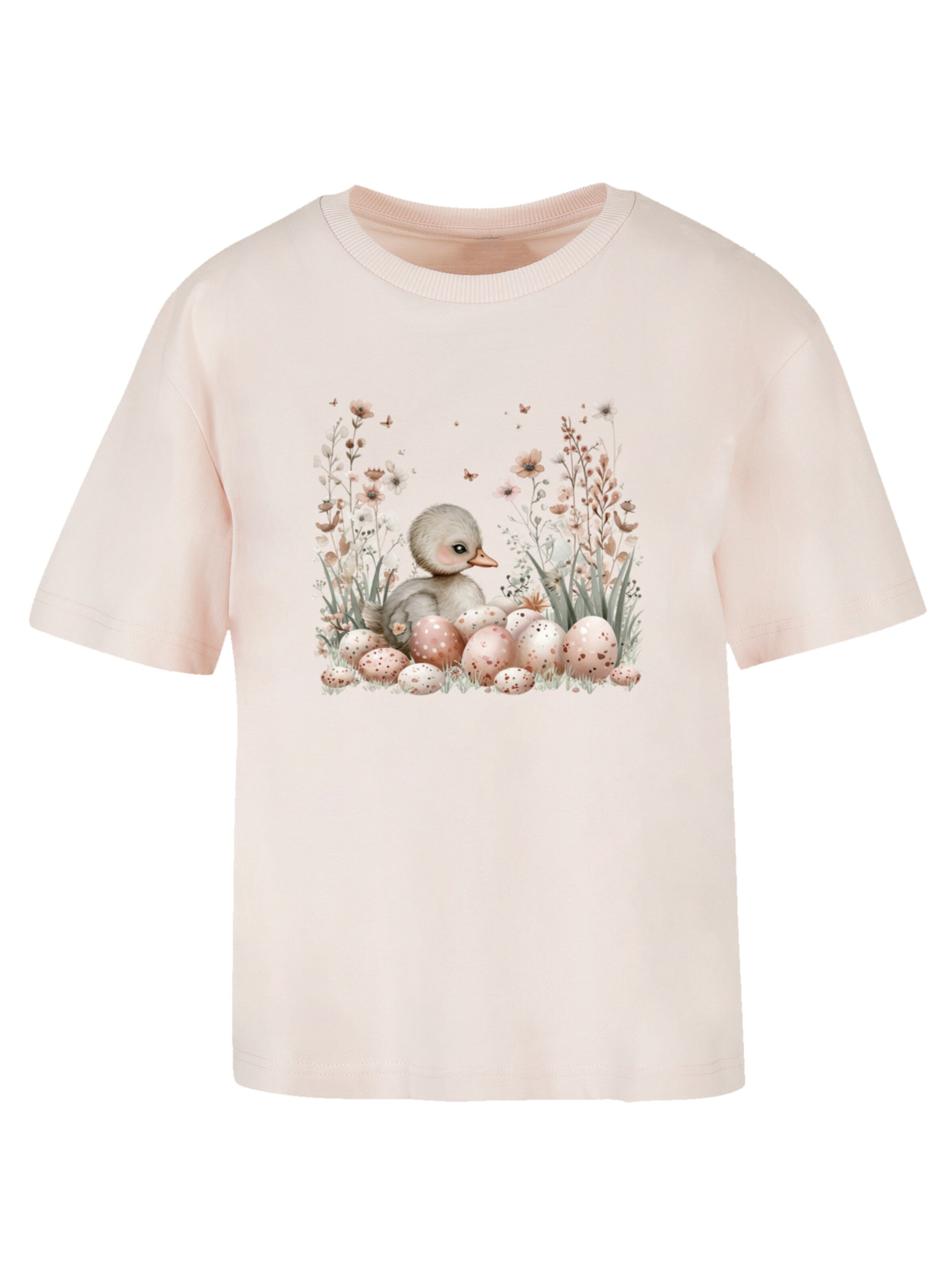 F4NT4STIC Shirt 'Ente Ostereier Blumen Küken' in Roze: voorkant