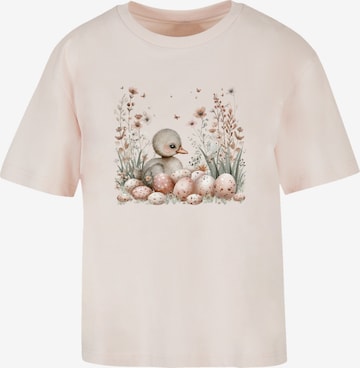 T-shirt 'Ente Ostereier Blumen Küken' F4NT4STIC en rose : devant