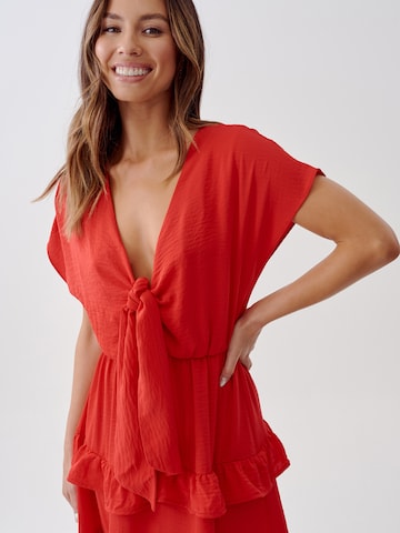 Tussah Kleid in Rot