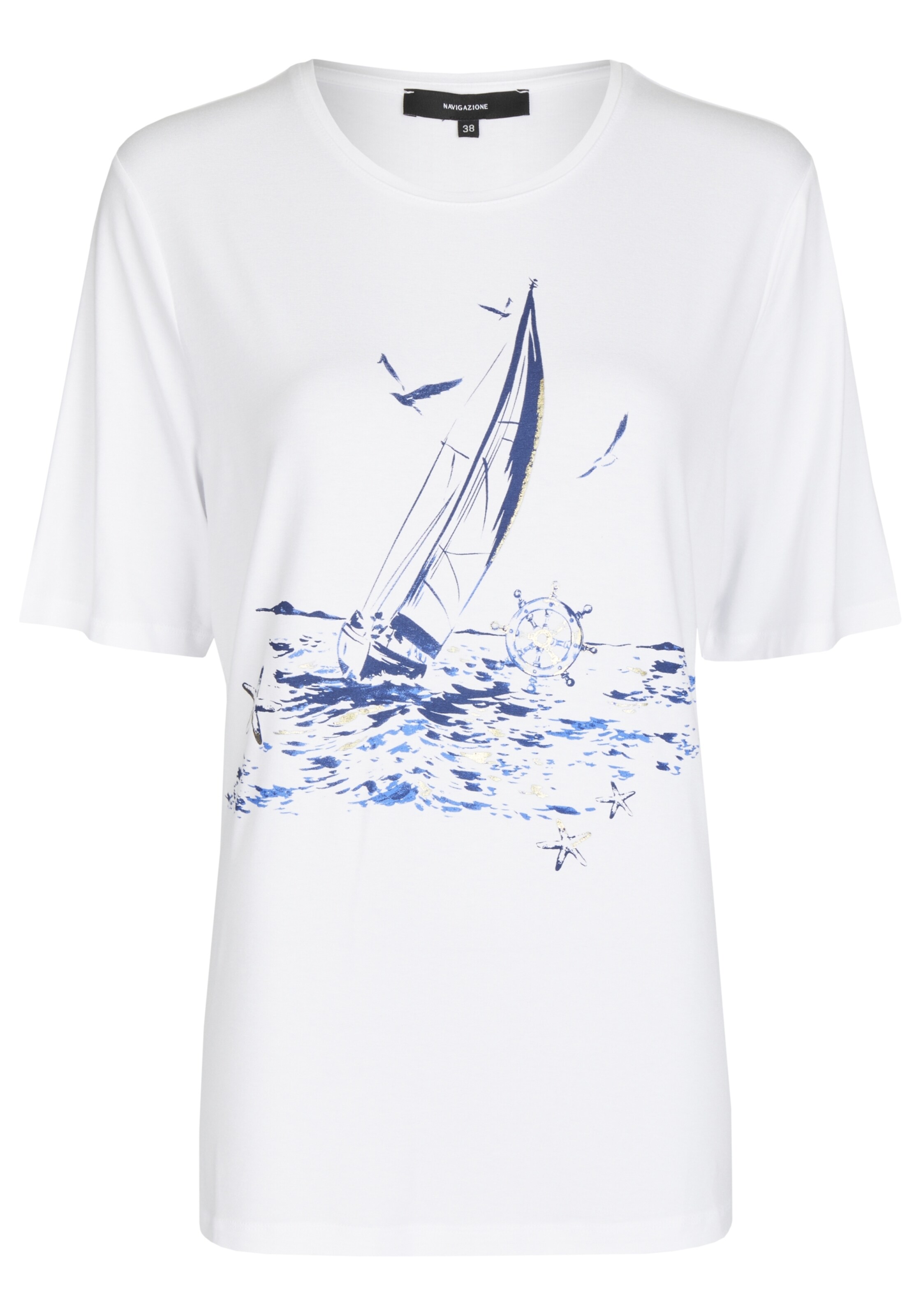 T-shirt 'Maritimes' Navigazione en blanc : devant