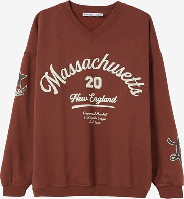 Sweat-shirt Bershka en marron : devant