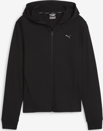 PUMA Athletic Zip-Up Hoodie in Black: front