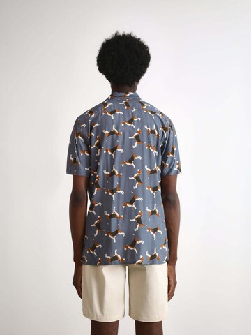 Scalpers Regular fit Overhemd 'Beagle Resort' in Blauw