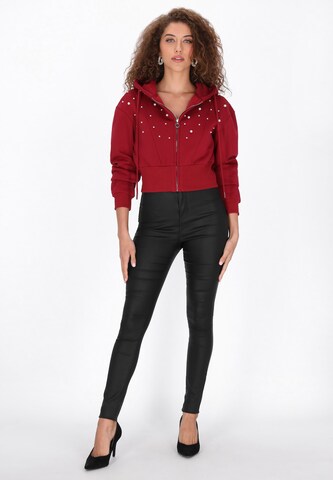 faina - Sudadera con cremallera en rojo