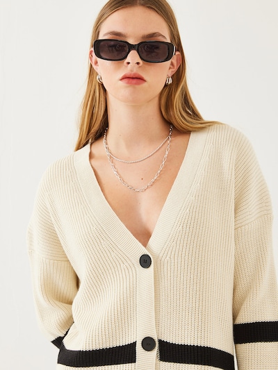 Bianco Lucci Gebreid vest in de kleur Ecru / Zwart, Productweergave