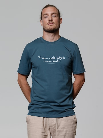 Maglietta 'Wenn Nicht Jetzt Wann Dann' di Watapparel in verde: frontale