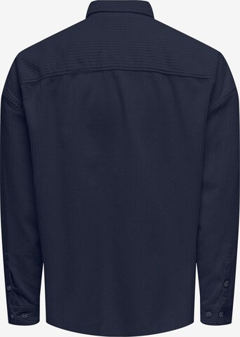 Only & Sons Comfort Fit Skjorta 'LEDGER' i blå
