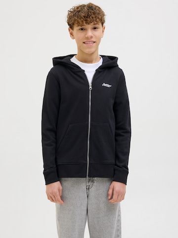 Jack & Jones Junior Zip-Up Hoodie 'Beau' in Black: front