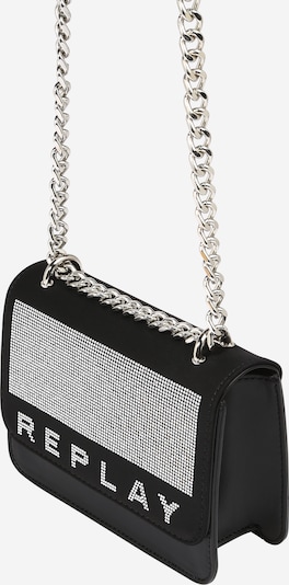 REPLAY Чанта за през рамо тип преметка в черно / сребърно, Преглед на продукта