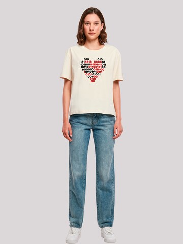 T-shirt 'I Love You 01001001 Binary Code Herz Valentinstag' F4NT4STIC en beige