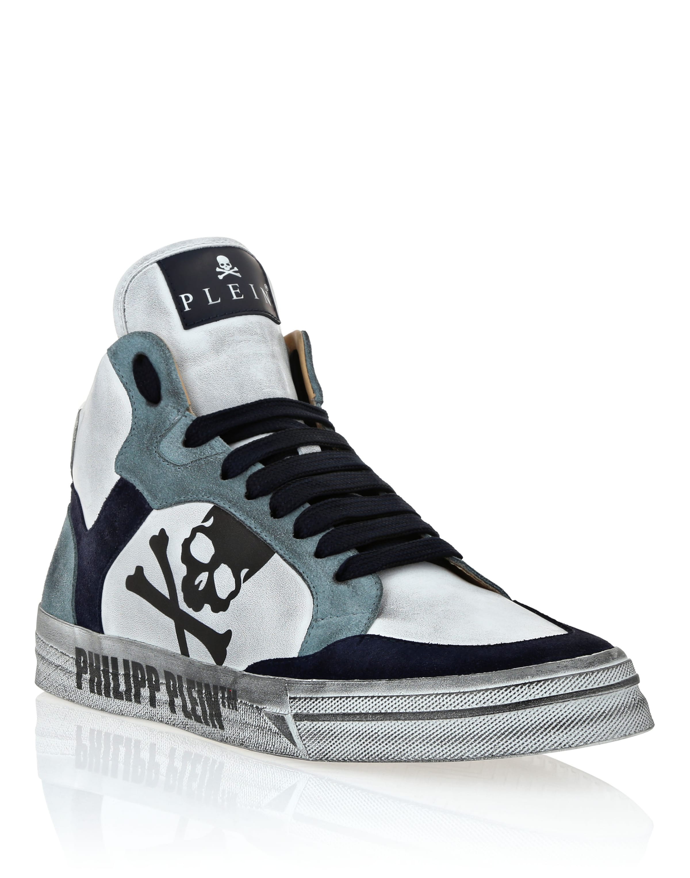 Sneaker alta 'Retrokickz' di Philipp Plein in bianco: frontale