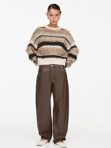 Pull&Bear Wide Leg Hose in Braun