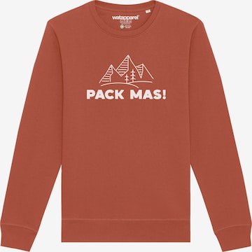 Felpa ' Pack mas! ' di Watapparel in marrone: frontale