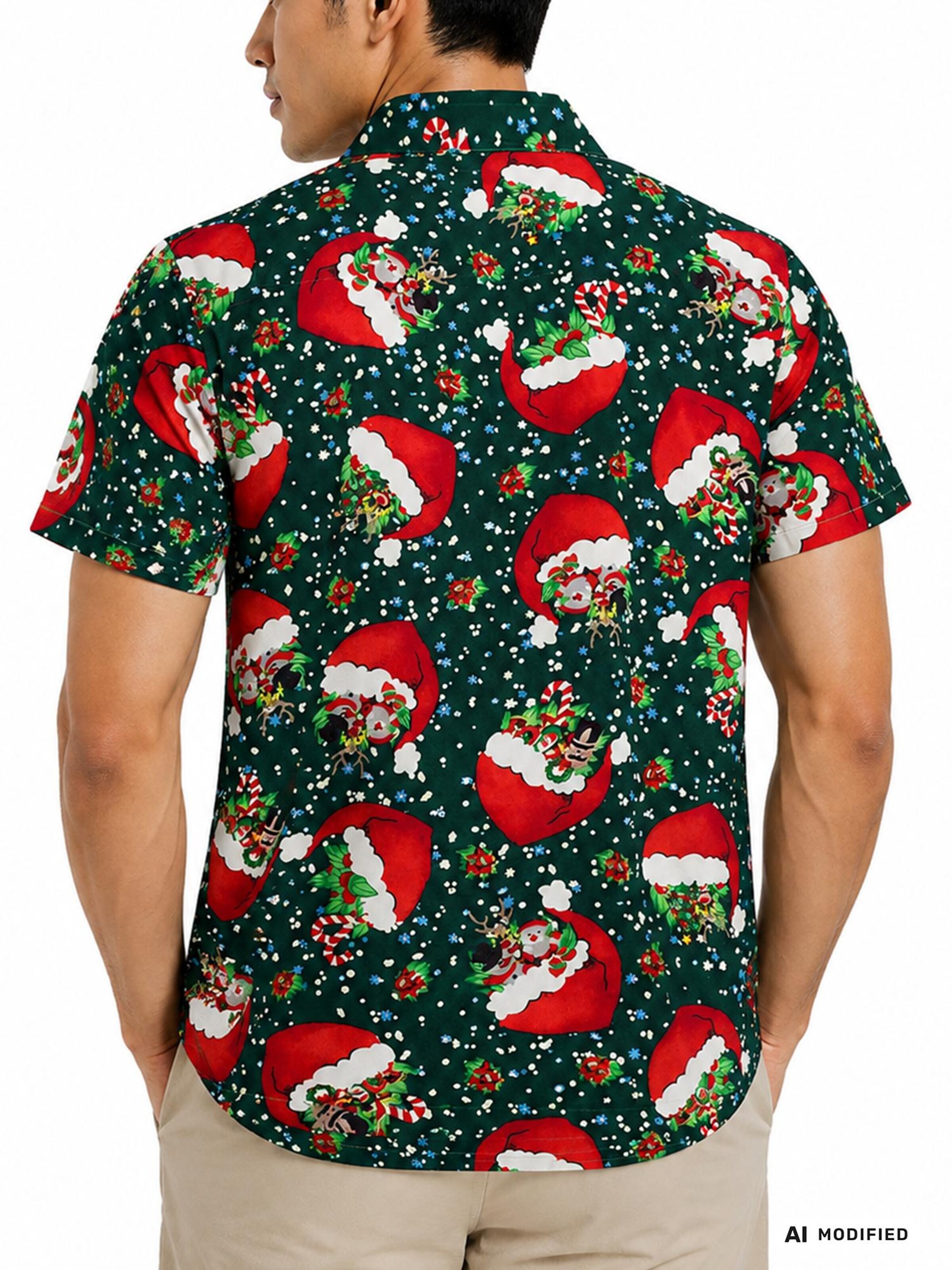 Regular fit Camicia 'Christmas Flying Hats' di King Kameha in verde