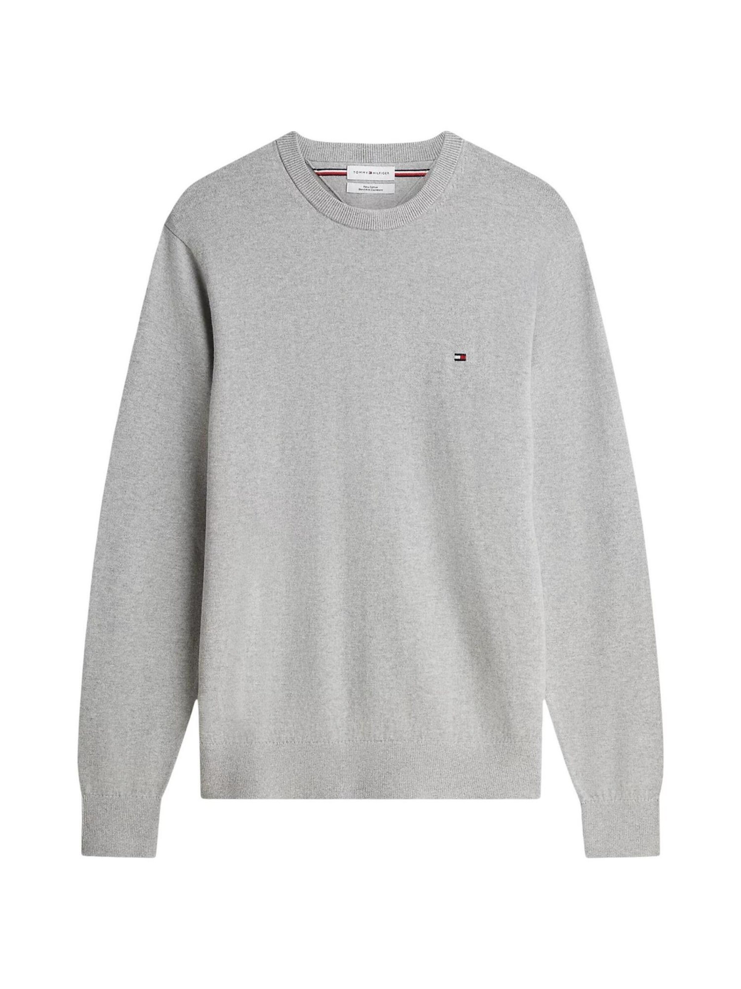 TOMMY HILFIGER Tricot 'PIMA ORG CTN CASHMERE MW0MW28046' in Grijs: voorkant