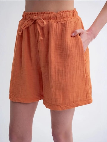 MixRay - Perna larga Calças em laranja: frente