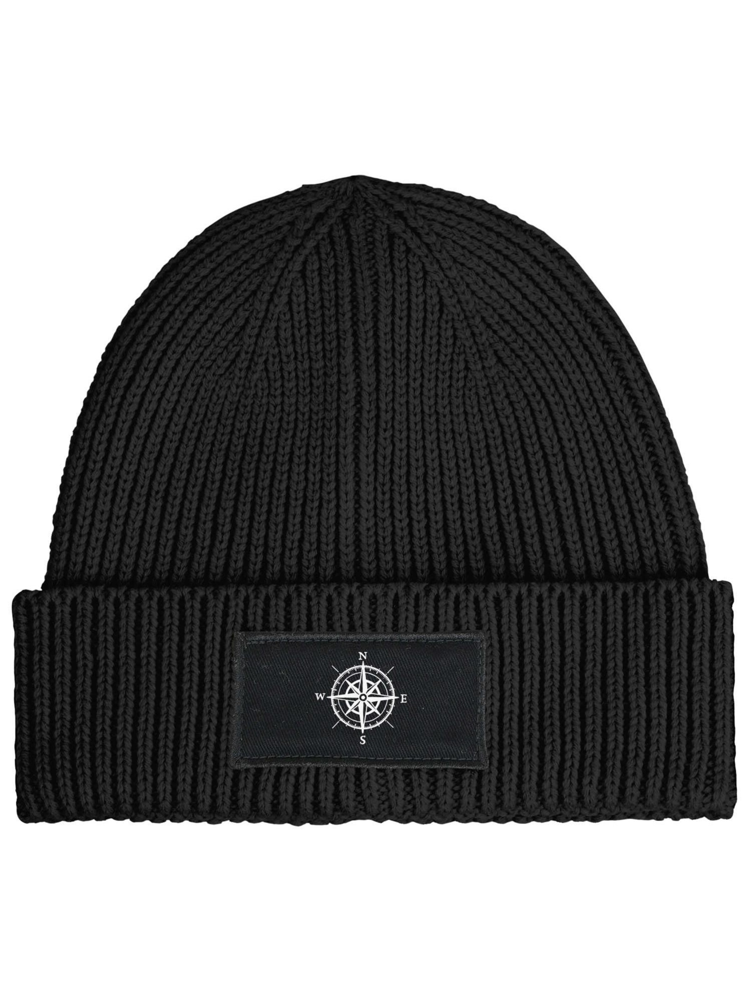 Neverless Beanie 'Kompass' in Black: front